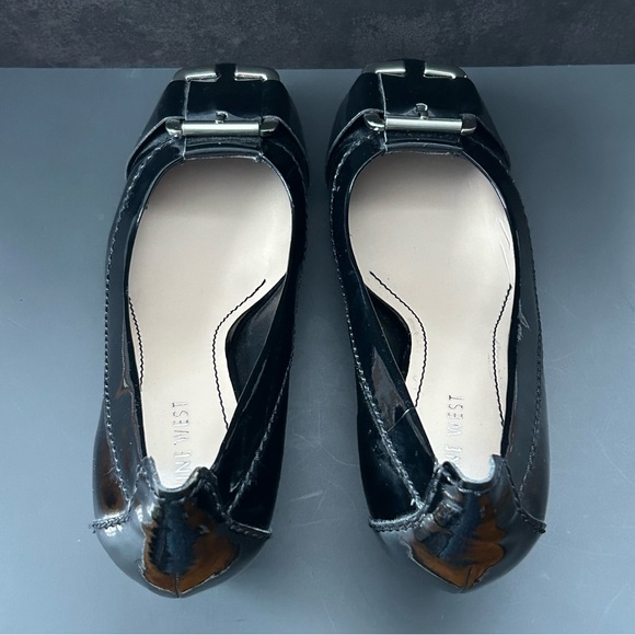 Nine West Tuffy Black Patent Wedge Shoes with Buckles Size 6.5 - Picture 5 of 8